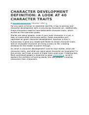 CharacterDevelopment:ALookattheIndividuals